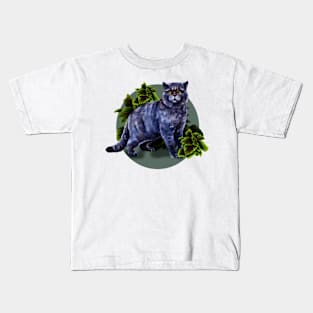 a British breed cat with a monstera Kids T-Shirt